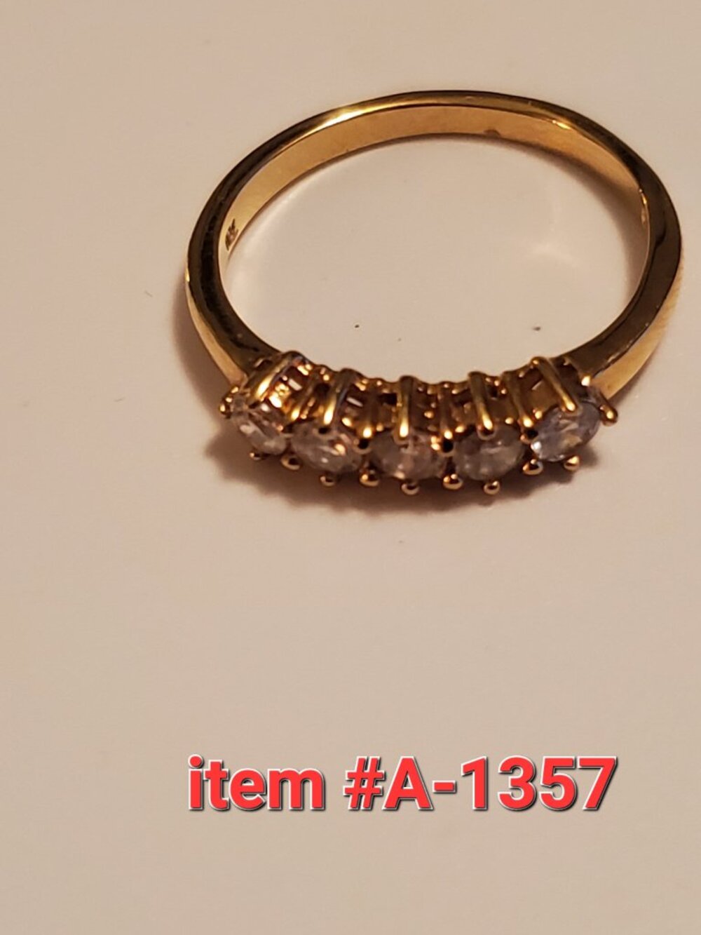 1 Gold Ring with all White stones gems, item # A1357, wt. 2 grams, size 8.1 .
